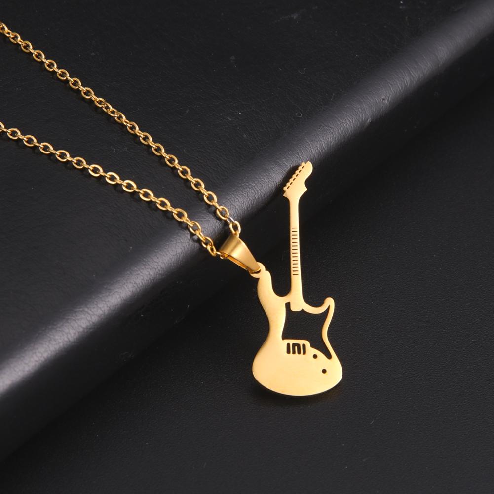 Cazador Stainless Steel Jewelry Musical Instrument Guitar Pendant Necklace for Women Men Chain Necklace Birthday Party Gift 2026