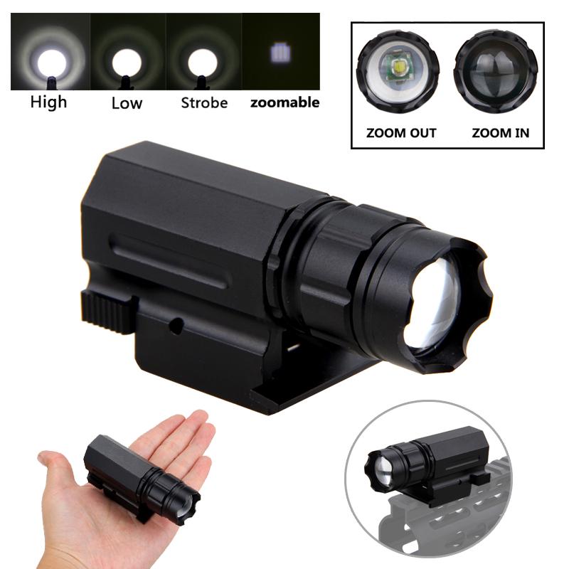 AAA 16340 Batteries LED Hunting Zoomable 3 Mode Flashlight Weaver Picatinny Mount Gun Tactical Outdoors Rechargeable Torch Light