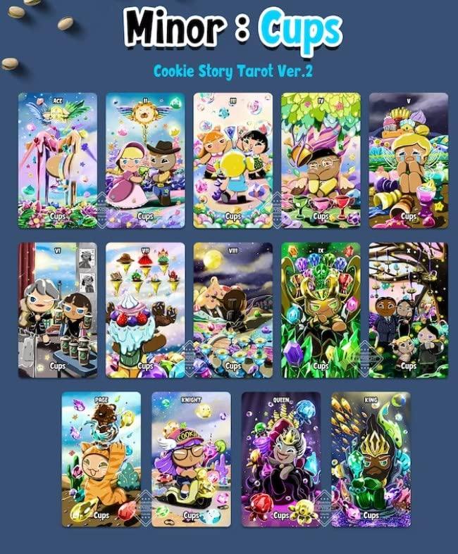 Kancharo 79-Card Tarot Card Set [Cookie Story Version 2] Includes Japanese Tarot Card Instructions & Pouch (Authentic)