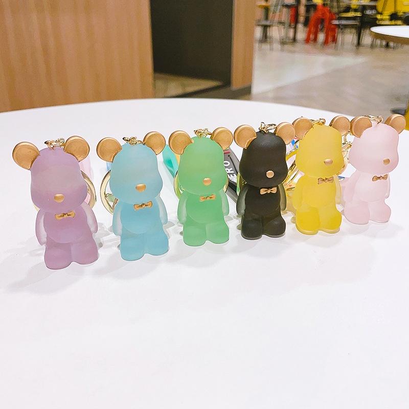 Creative Resin Transparent Crystal Palm Bear Keychain Cute Gift For Couples And Backpack Decoration