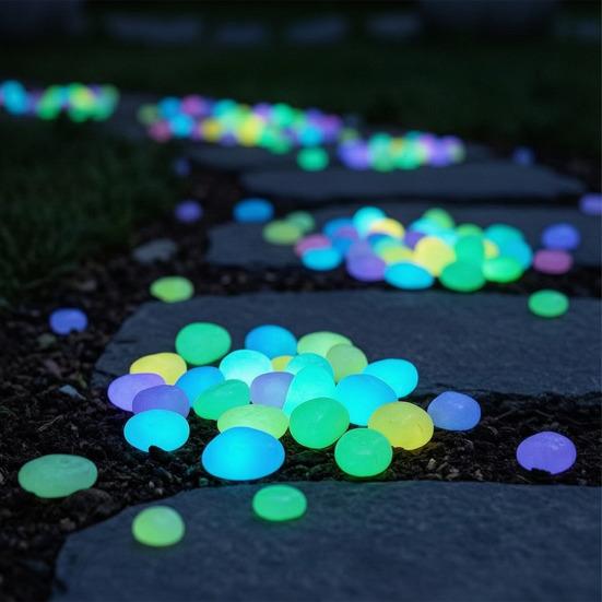 1.5cm Luminous Stones, Glow in The Dark Garden Pebbles, Outdoor Glowing Rocks, Decorative Glowing Pebbles for Pathway Patio Yard Aquarium Fish Tank