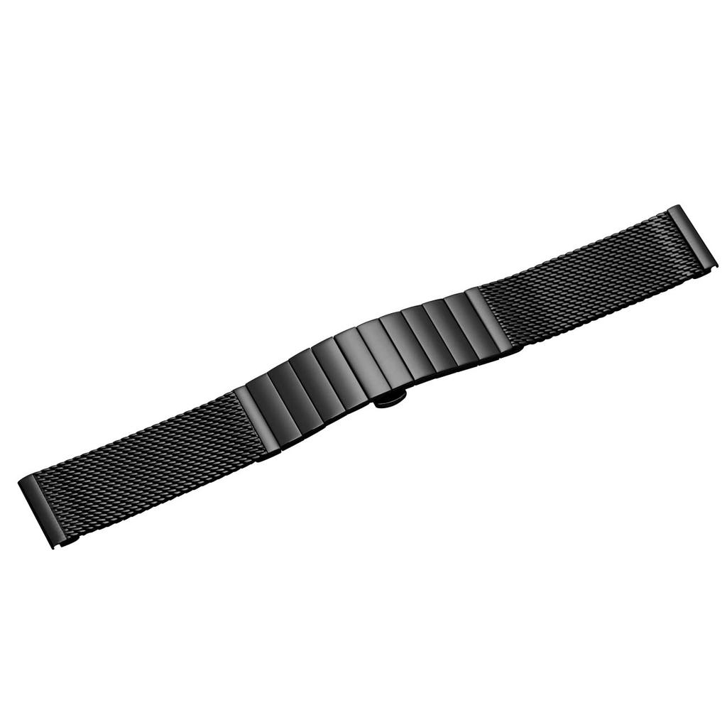 [Kai Tian] Mesh Black Belt 24mm Watch Band Wristwatch Strap Metal Band Stainless Steel Push D Buckle Replacement Strap Watch Brush Wire Mesh Band Men'