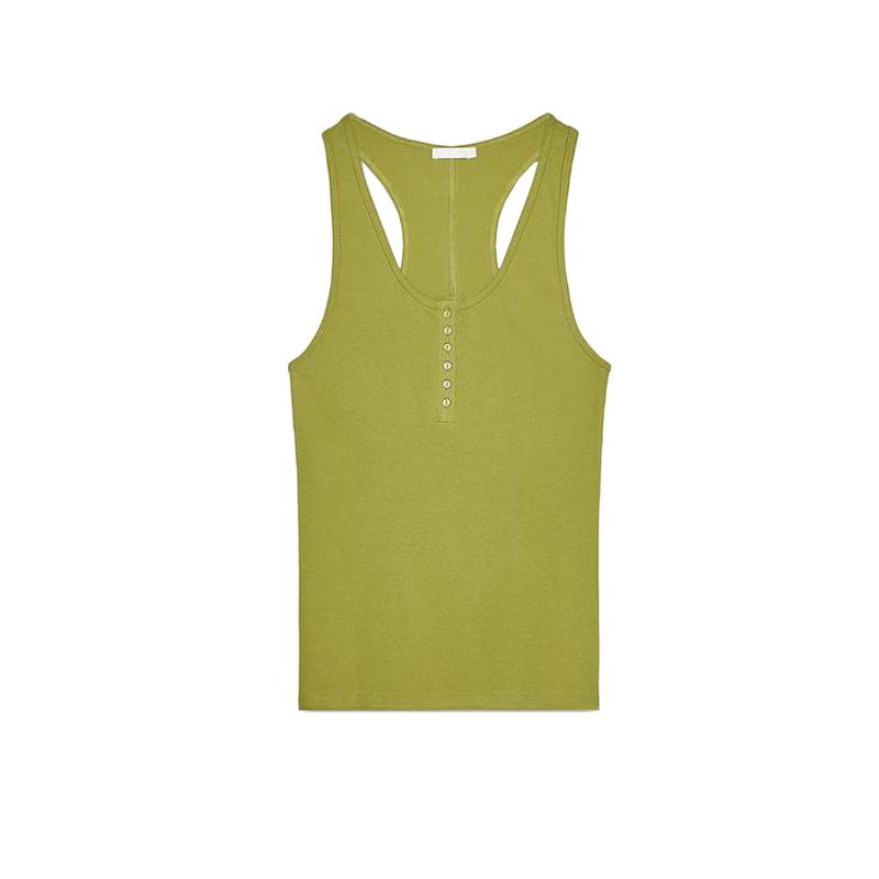 Summer New Product Women's Clothes French Simplicity Style Decorated Row Button Cotton Plaid Round Neck Sleeveless Tops 4786009