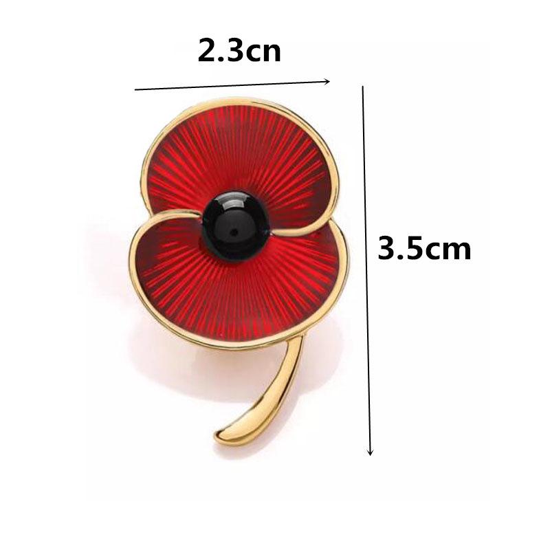 UK WWII Commemoration Day Red Enamel Poppy Brooch