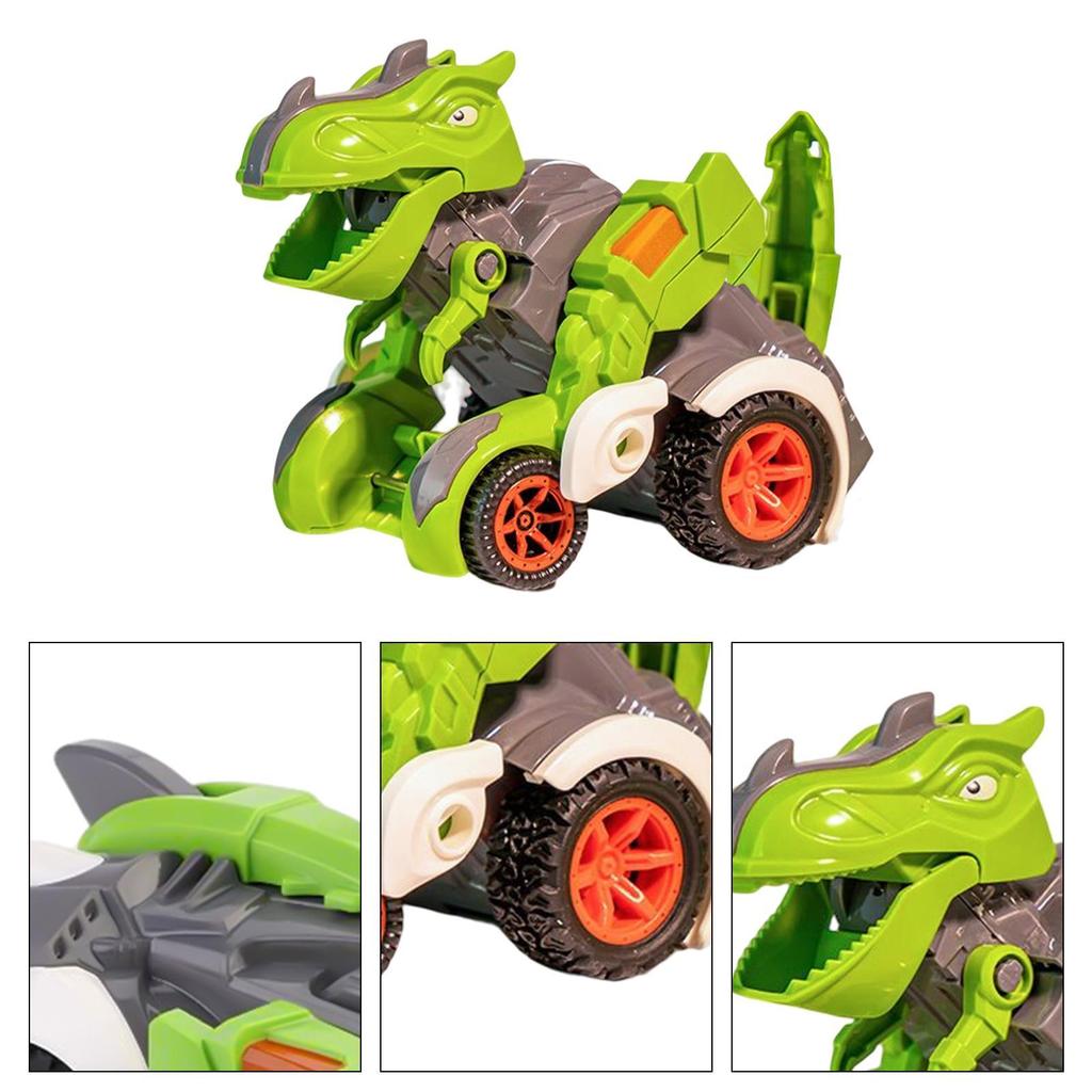 Pull Back Car Toy|Dinosaur Shape Transforming Vehicle Playsets|Friction Driving Dinosaur Carrier Ve
