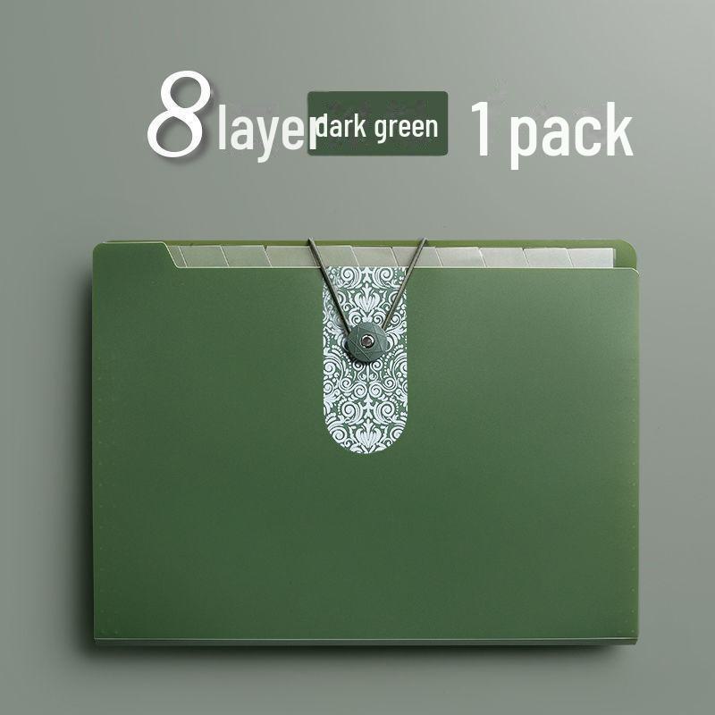A4 Multi-Layer Student Document Organizer with 8 Compartments & Index Stickers