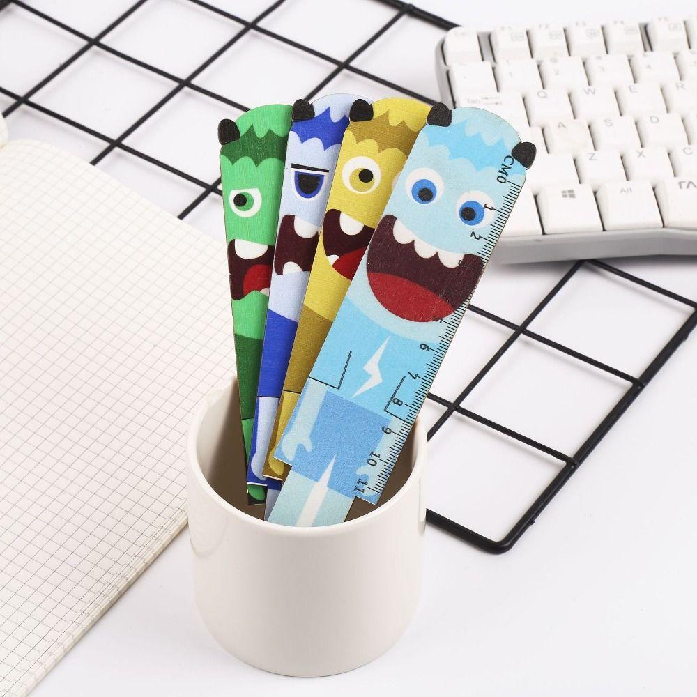 Cartoon Wood Tools Ruler Creative Student Straight Ruler 15CM Straight Ruler  Stationery Toys