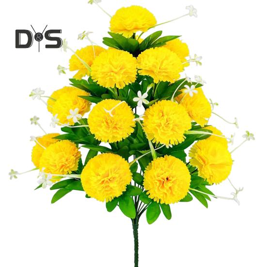 Artificial Carnation Realistic 18 Head Fake Silk Flower UV Resistant Wedding Party Indoor Outdoor Garden Yard Faux Flower Plants Decoration