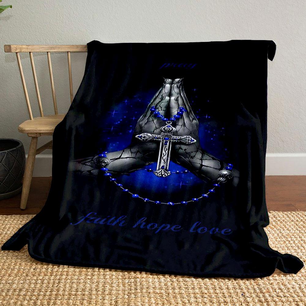 Faith Hope Love Prayer Throw Blanket Printed Blanket for Living Room Bed Couch lunch break Soft Cozy Blanket for Friend's festival Gift