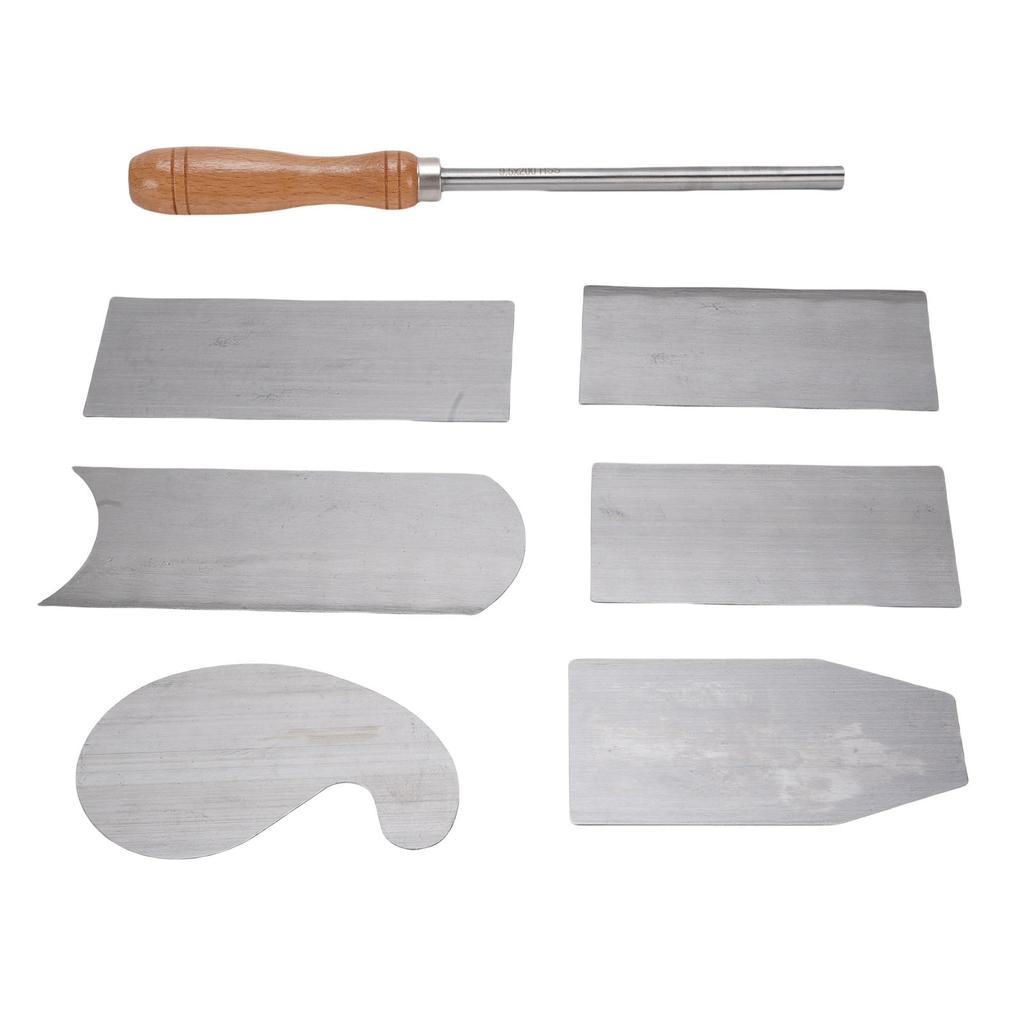 6PCS Multi Shaped Card Scraper Set Manganese Steel Cabinet Scraper Cards with Burnisher for Woodworking Project