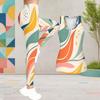 Women Plus Size Two Piece Set Scoop Neck Sleeveless Longline Tank Top Printed Fitted Pants