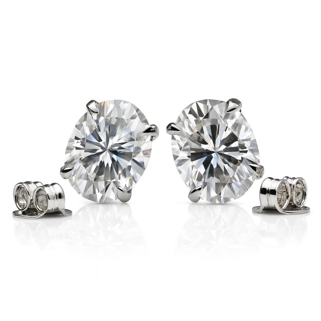 12.8 Ct Synthetic White Moissanite Oval Cut CERTIFIED Earrings Pair For Her