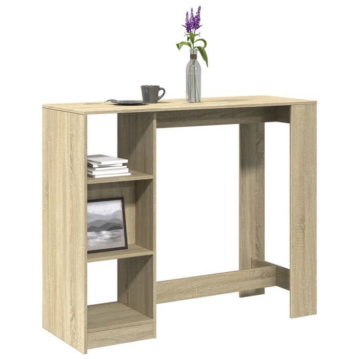 VidaXL Table de bar avec étagère chêne sonoma bois d'ingénierie, table de pub, table haute, table de tabouret de bar, table 854393