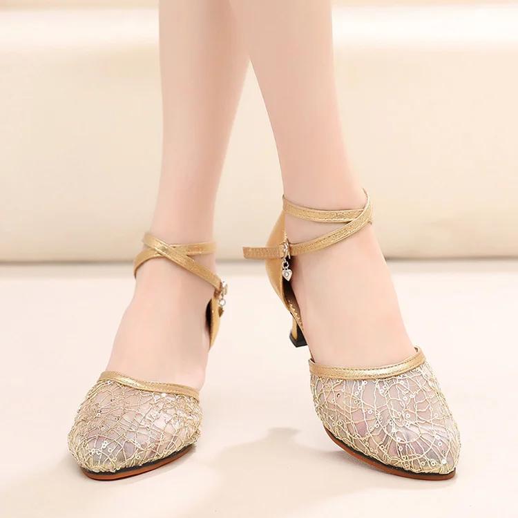 Women's Glitter Latin Dance Shoes Ballroom Tango Salsa Tap Latin Dancing Heels for Ladies Black Latin Sandalias De Mujer