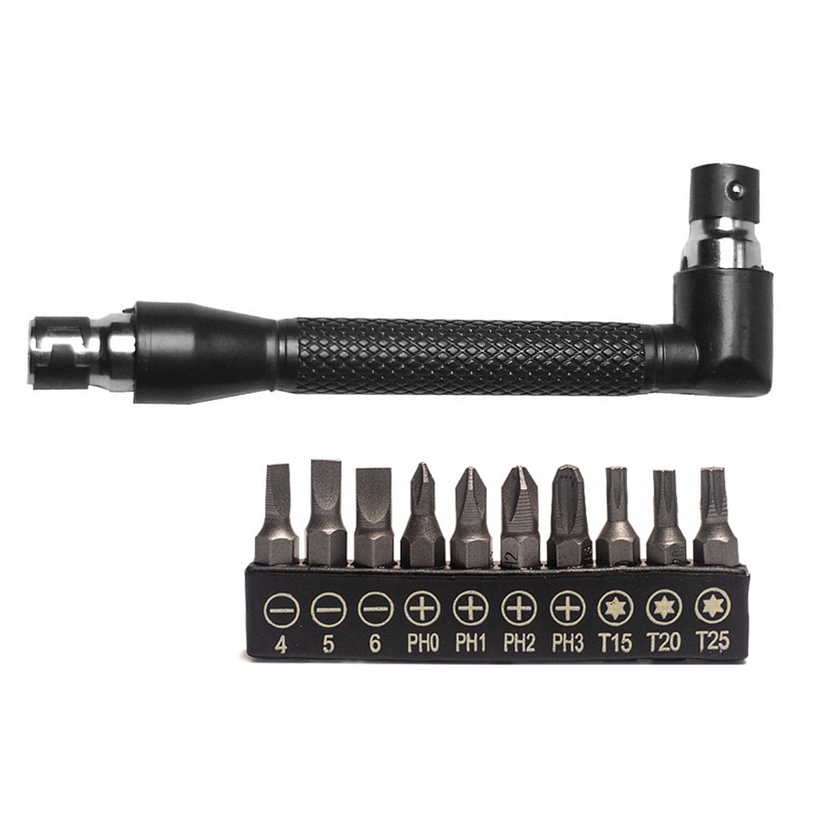 

L-shaped 1/4 Hex Socket Wrench Screwdriver Bit Tool Set for Home Garage Hexagonal Screwdriver Bit Wrench with 10Pcs Bits 1