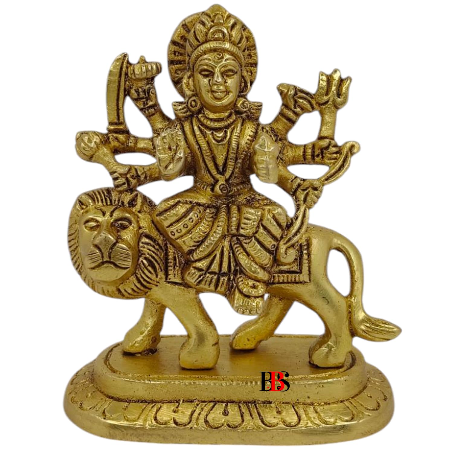 Maa Durga Ji Brass Idol, Durga Murti Mata Durge Sherawali Statue, Size - Small