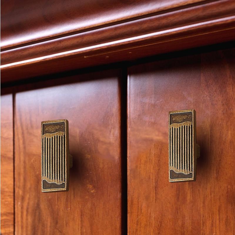 Modern Simple High-End Antique Brass Cabinet Door Handle Light Luxury for Wardrobe Shoe Cabinet - Vintage Style Hardware