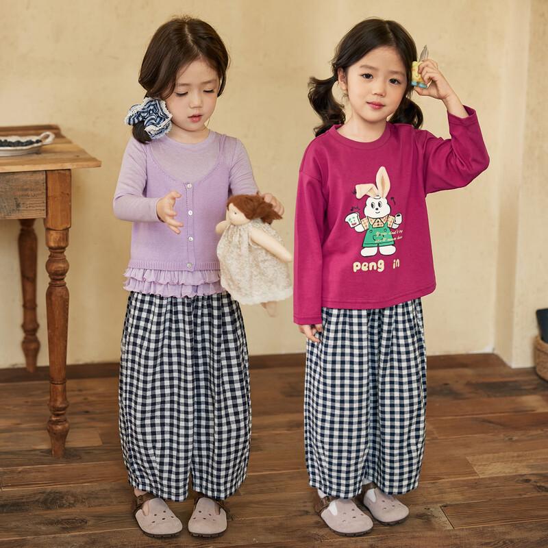 LUSON Flickors Bredbenta Byxor i Kammad Bomull