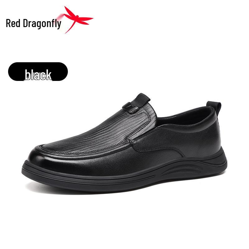 Red Dragonfly 2025 Men s British Style Leather Slip-on Loafers with Elastic Ankle 41