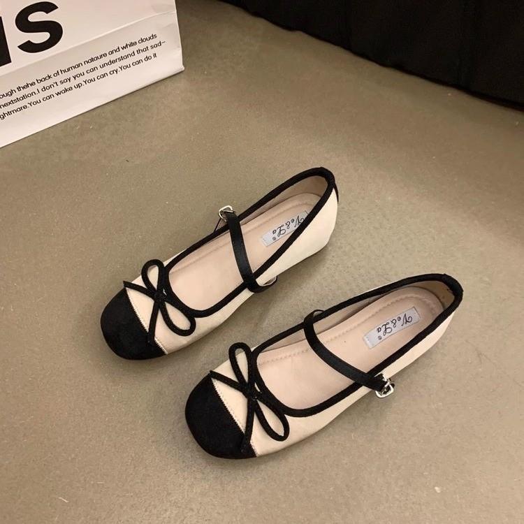 Fairy Style Silver Bow Mary Jane Shoes Women's 2024 Summer New French Flat Bottom Inner Height Increase Single Shoes Women's Shoes