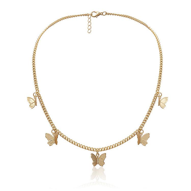 Fashionable Cute Multi-butterfly Pendant Necklace Flying Butterfly Pendant Ladies Temperament Clavicle Necklace Creative Zircon