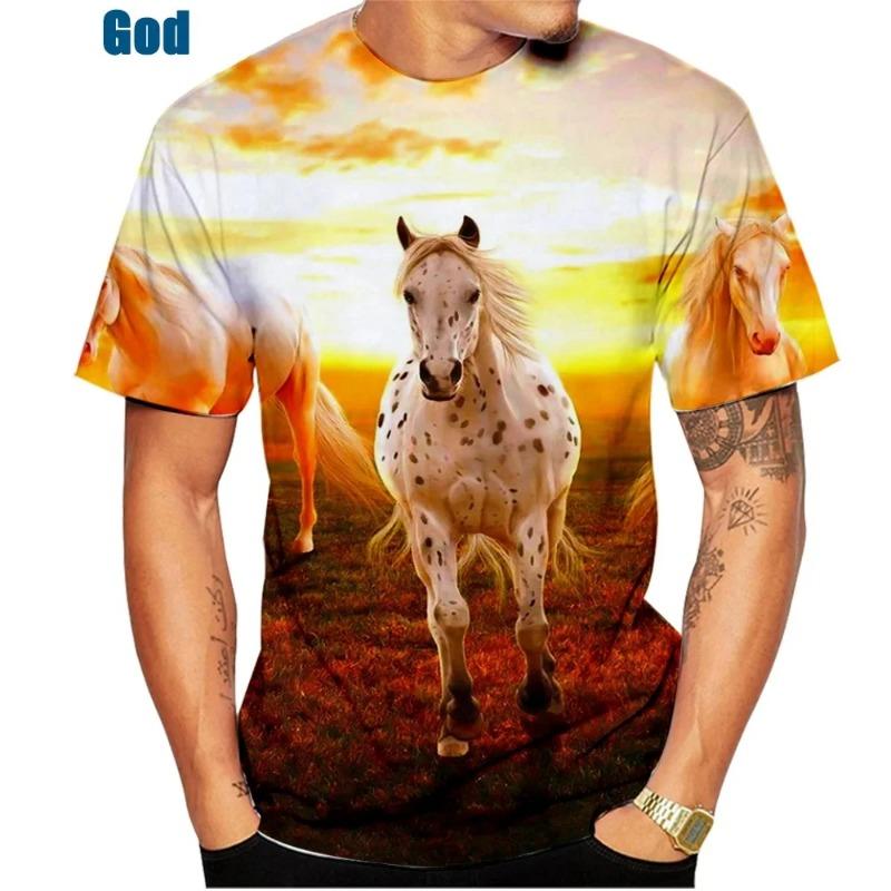 Animal Horse Creative Print 3D Print Summer O-neck T Shirt Fashion Casual Boys Girls Kawaii Tshirt Tops Unisex Clothing