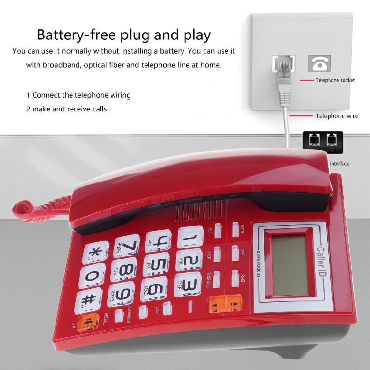 Corded Landline Phone Big Button Household Business Desktop Landline Telephone with LCD Display for Office Front Desk