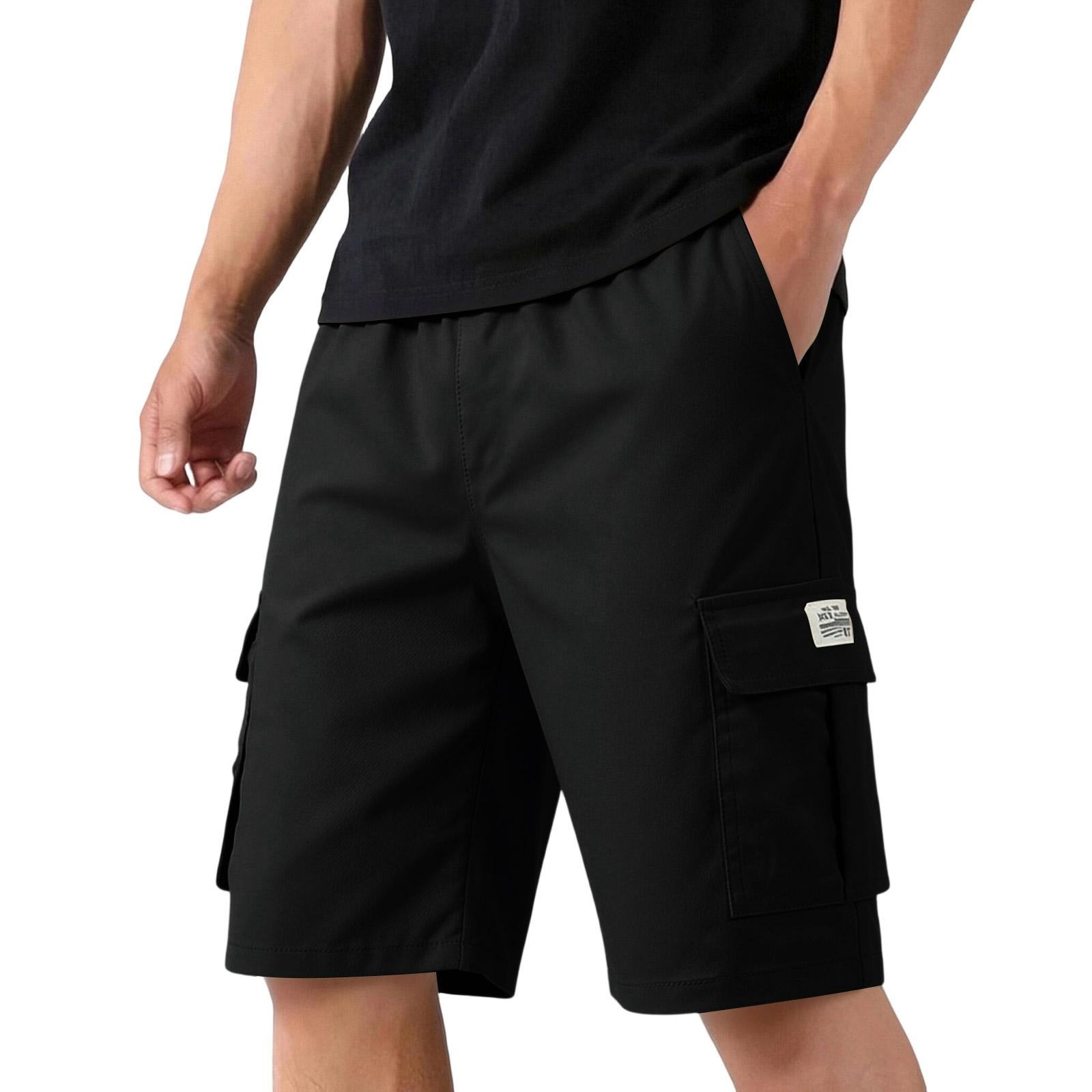 

Men s Casual And Fashionable Lace-up Lightweight And Breathable Sports Shorts. Men s Loose And Large-sized Multi-pocket Workwear Shorts. L чёрный