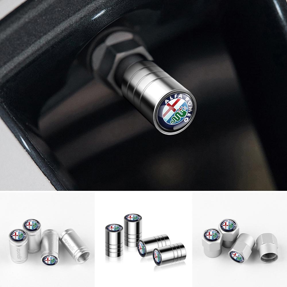 4 Stück Auto Rad Reifen Ventilkappen Ventilschaftgehäuse Mit Logo Auto Styling Für Alfa Romeo Giulia Stelvio Giulietta 156 159 147 Mito