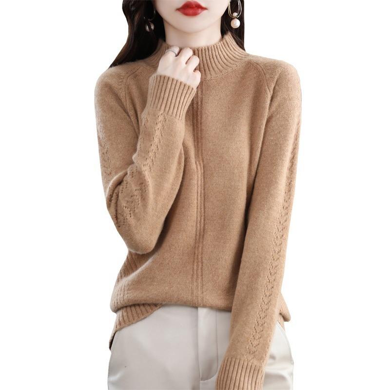Semi-turtleneck bottoming shirt women's autumn and winter new inner knitted top high-end large-size loose pullover sweater