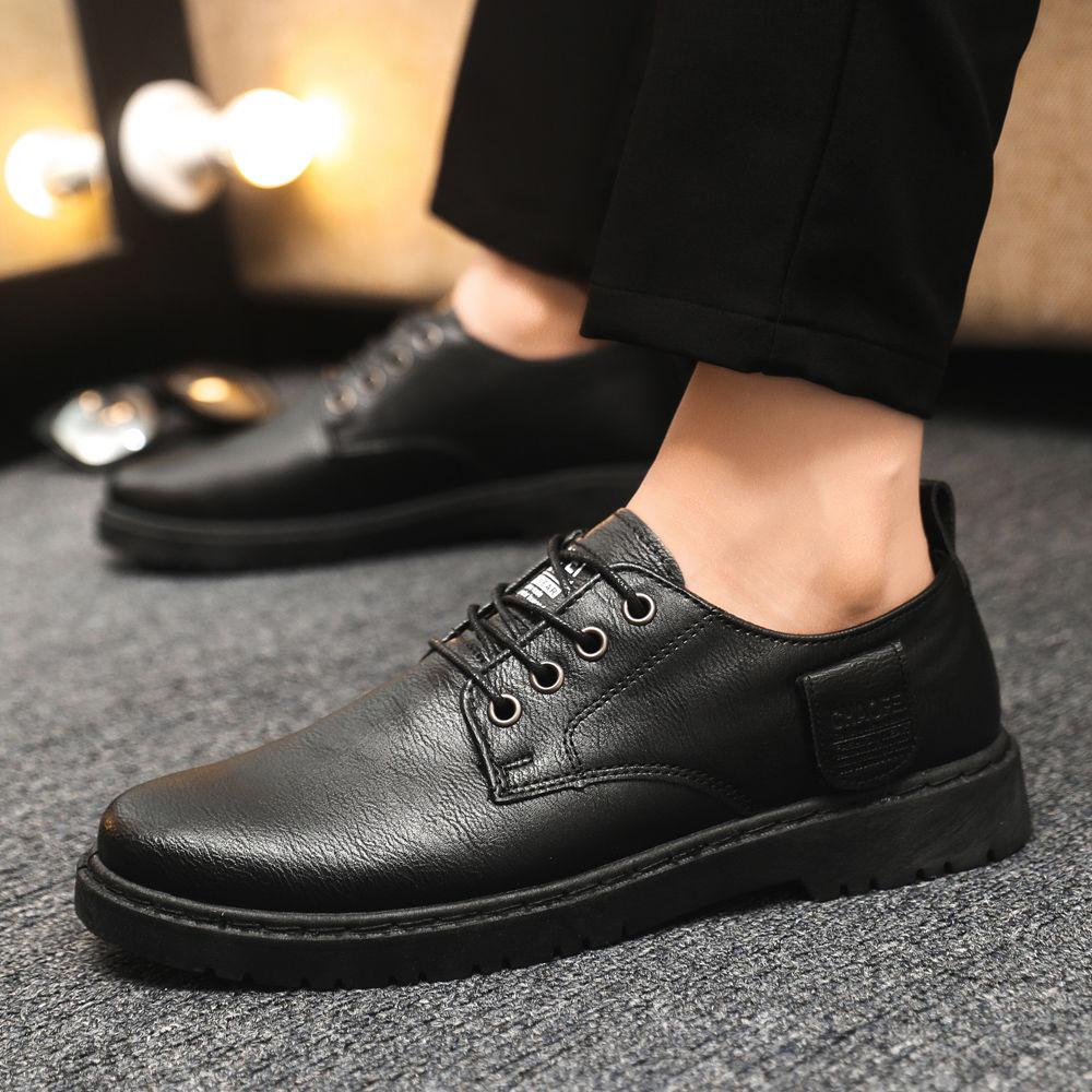 Man Casual Shoe Round Toe Business Leather Shoes for Men Formal Dress Flat Full Grain Brogue in Promotion Classic Original New