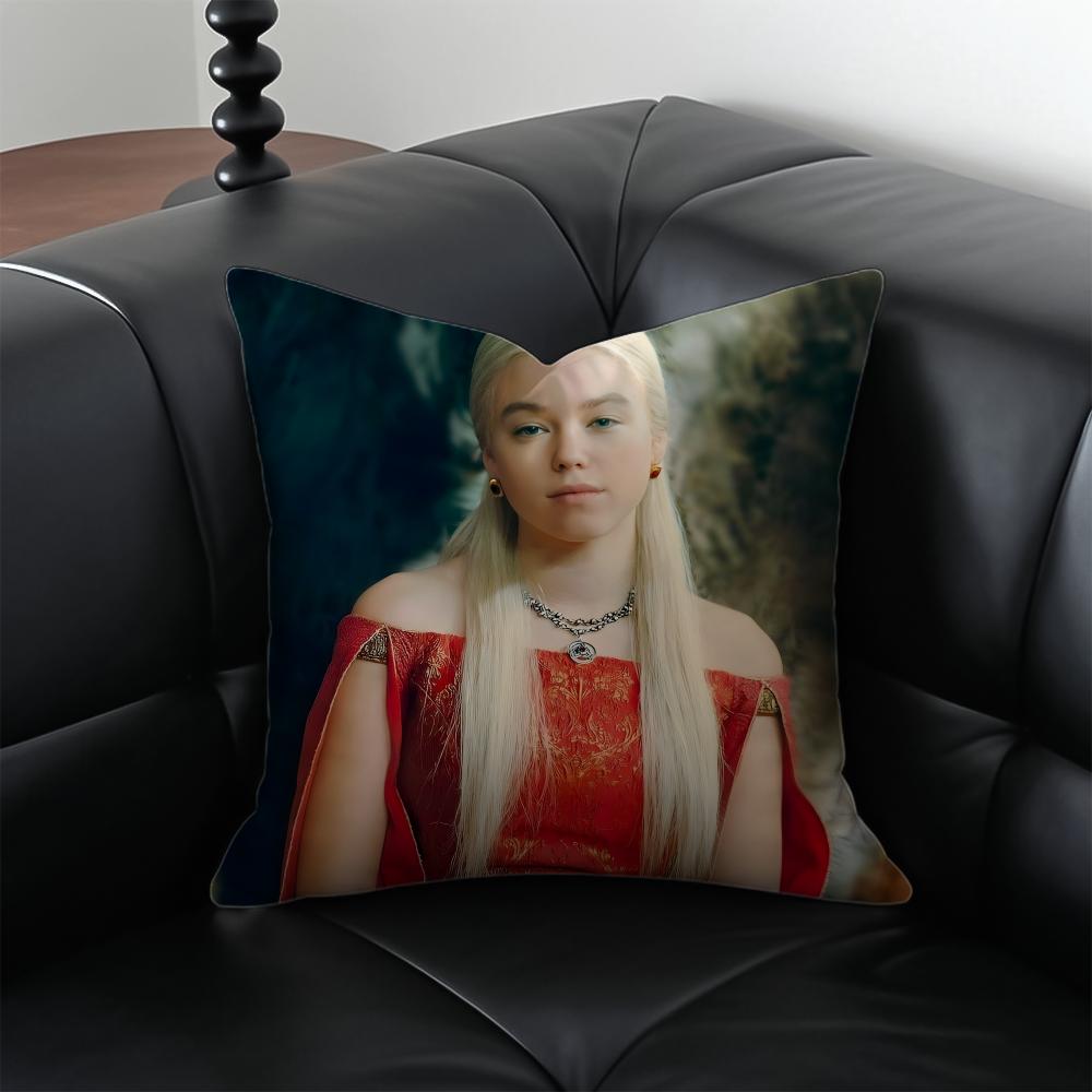RRhaenyra Targaryen Kissen Schlag Fantasie Kissenbezug Kissenhülle Anti-Milben Unsichtbarer Reißverschluss seidiger Plüsch Kissen