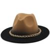 Winter Autumn Imitation metal chain Woolen Women Men Ladies Fedoras Top Hat Jazz Caps European American Round Caps Bowler Hats