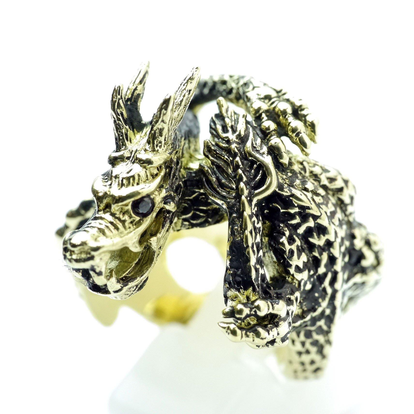 

ho Golden Dragon Garnet Eye Red Eye Dragon Gold Dragon Ring 17 Ring [Silver One] No. Men s