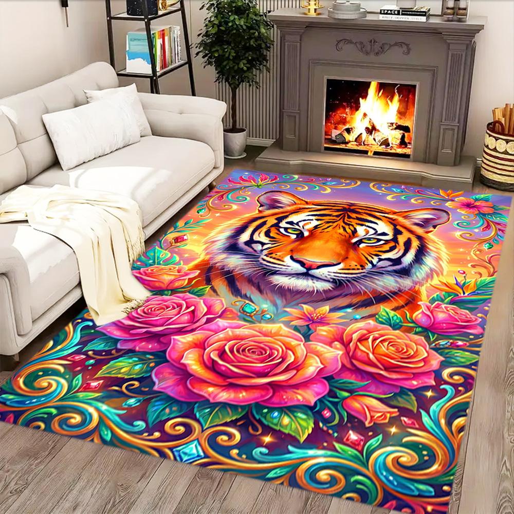White Tiger Family for Living Room Rug, BedRoom Rug, Study Room Rug, Hallway Decoration, Perfect for Home Decoration or Holiday Gifts