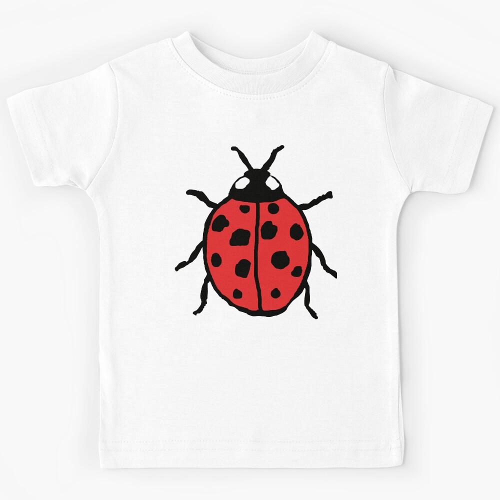 Cute Ladybug – Red & Black Cartoon Style Bug Art Kids T-Shirt 110