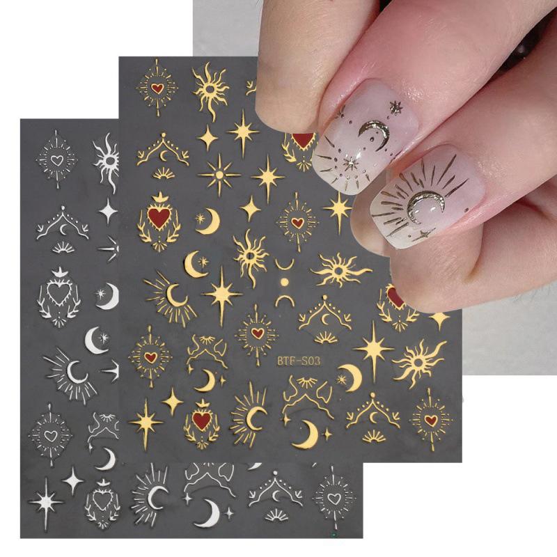 3D Heart Stickers For Nails Valentines Day Decorations Butterfly Manicure Decals