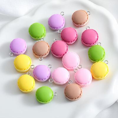 10 Stück süße Macaron-Anhänger für DIY-Schmuckherstellung, Imitation von Lebensmitteln Harz-Anhänger für Halsketten, Ohrringe, Schlüsselanhänger - v