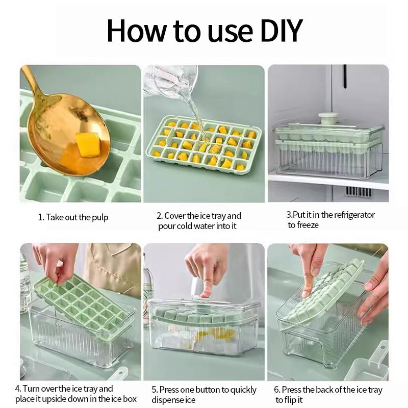 28 Fächer Pressen Eiswürfelbehälter Blockform Presse Eisherstellungsform Sommer Eisbereiter Werkzeug Haushalt Versiegeltes Eisbereiter