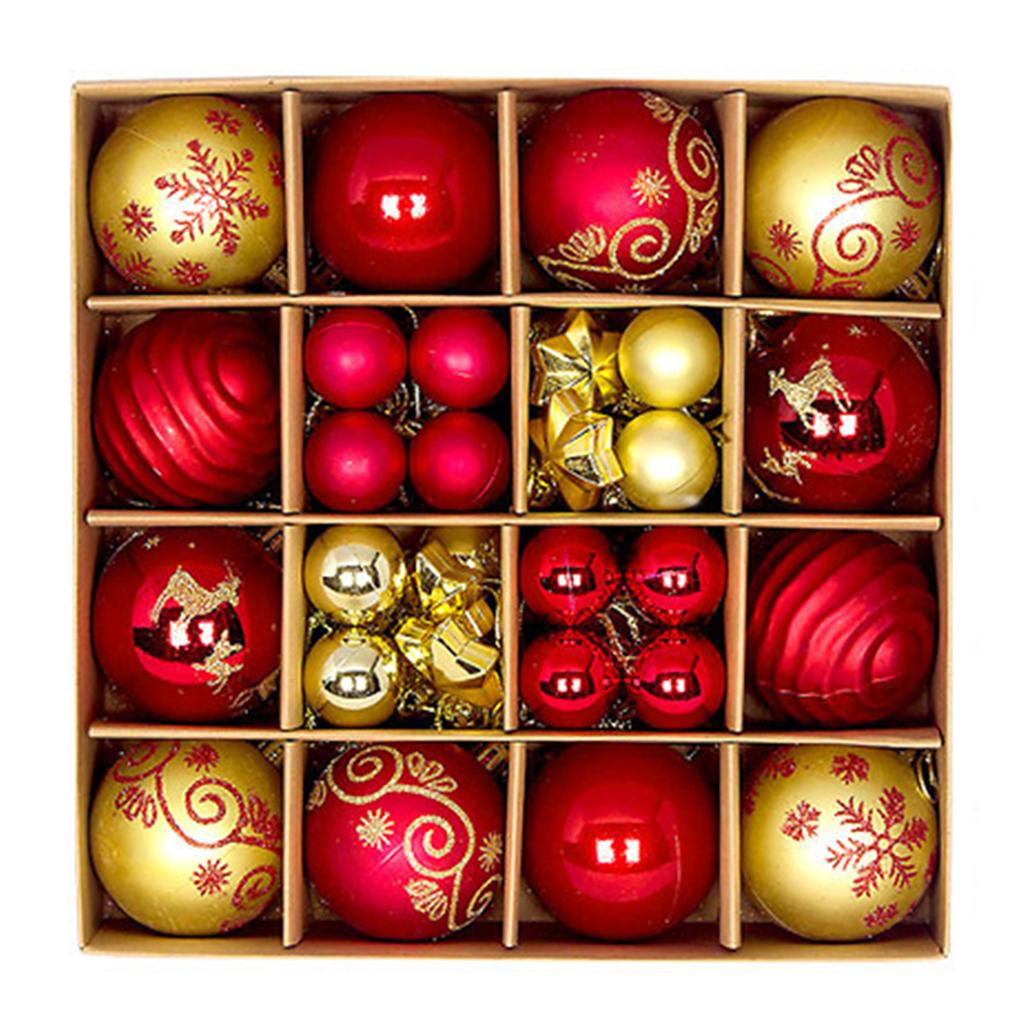 44 Stück Weihnachtskugel-Ornamente Kunststoff Weihnachtsbaumschmuck Weihnachtsdekorative Hängeornamente für Weihnachtsbaumschmuck