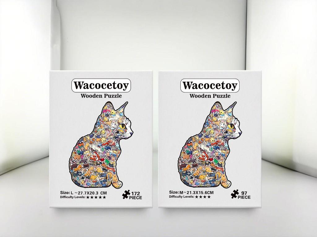 Wacocetoy Irregular Shape Cat Jigsaw Puzzle for Adults - Challenging Wooden Puzzle & Money Box