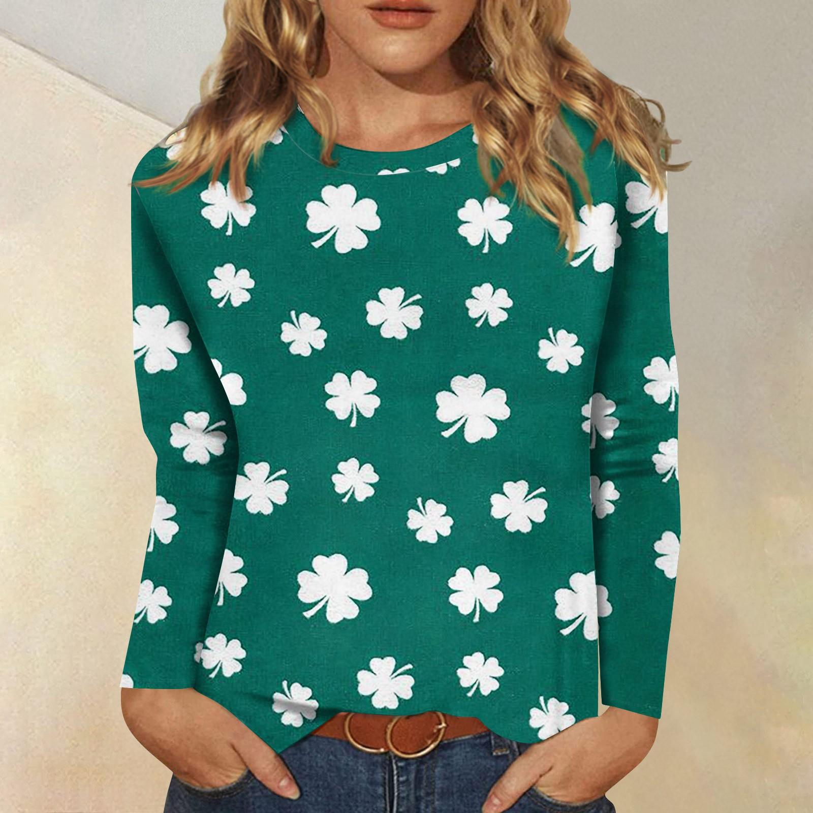 

Женская мода, повседневная блузка с длинным рукавом и круглым вырезом, пуловер с принтом S