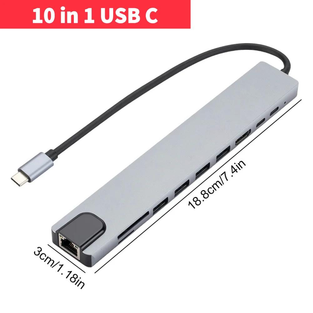 11 in 1 USB C Dock with 4K HDMI-Compatible VGA Ethernet Multiport Adapter 100W PD SD/TF Audio for Surface/HP/Dell/Lenovo/MacBook