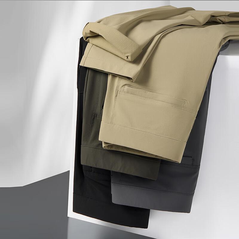 Dibinze Men's Plus Size Thin Elastic Straight Leg Casual Pants