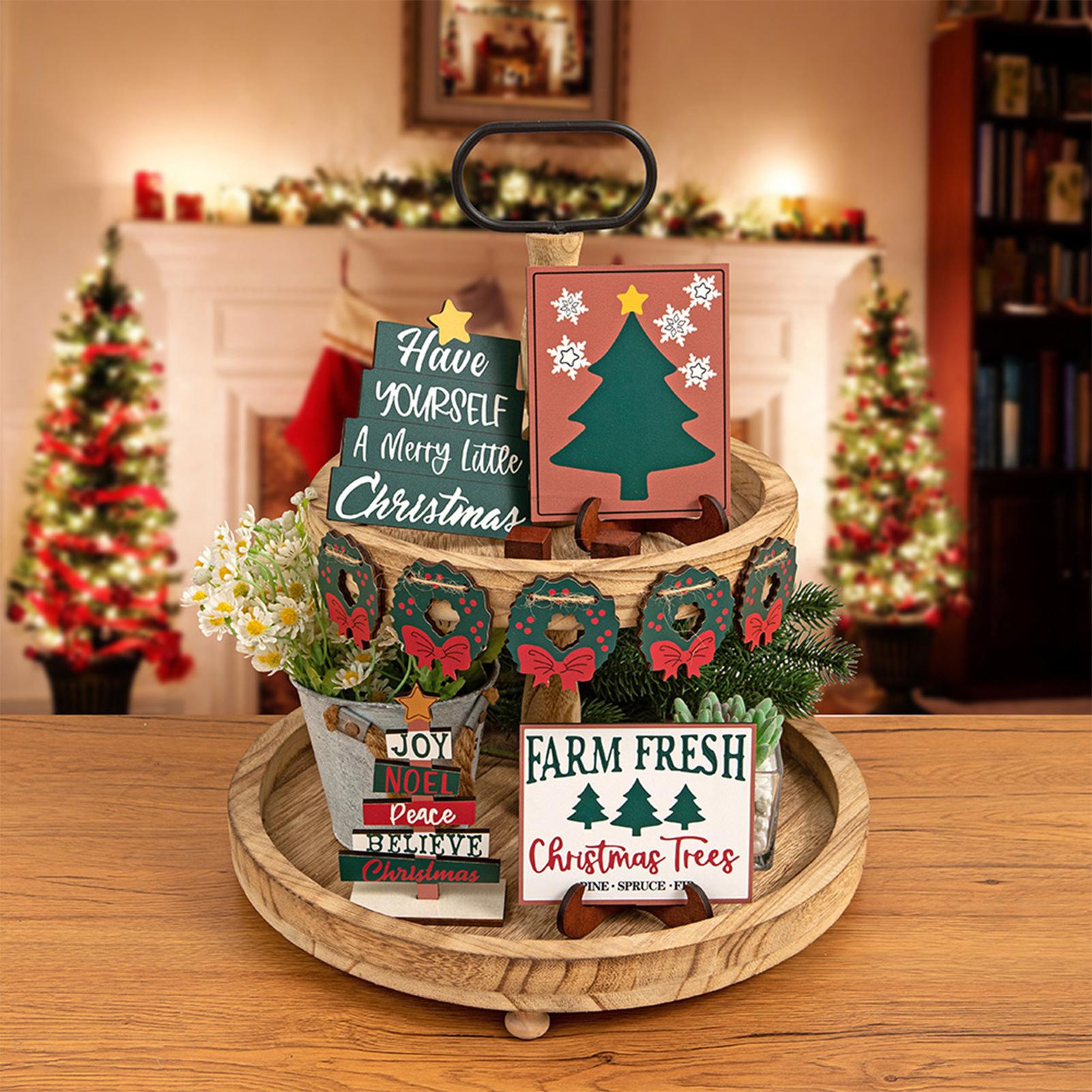 

Christmas Tray Decor Cute Wooden Rustic Tiered Party Supplies Christmas Table Decorations For Party Supplies Birthday Halloween CN