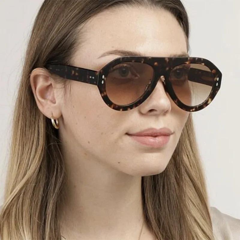 Vintage Flat Top Pilot Sunglasses Women For Men Luxury Brand Designer Sun Glasses Punk Anti Blue Light Glasses Optical Big Frame