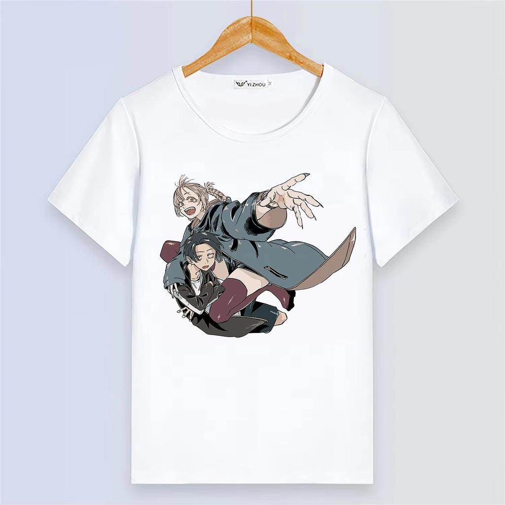 Anime Yofukashi no Uta Summer Short Sleeve Cartoon Print White Breathable Top Women And Men T-Shirt