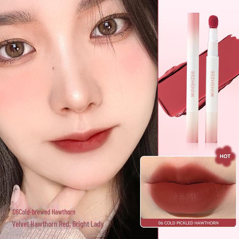 MINSHZEE Ming Xizhi Matte Air Cushion Lip Glaze Cream for Bare Face Whitening - Autumn/Winter Edition