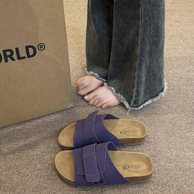 Purple Velcro Boken Shoes for Women's Summer Wear 2025 New Platform Boken Beach Shoes One-word Cool Slippers