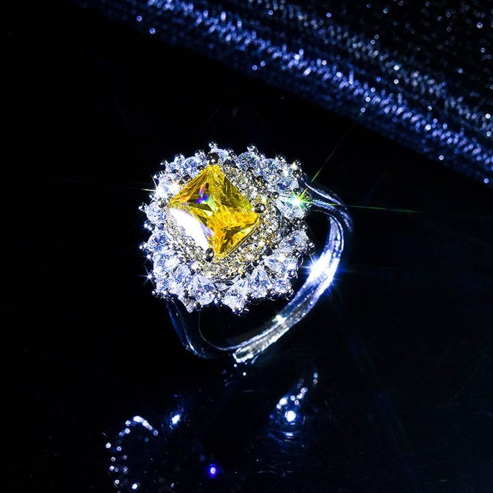 Luxury Open Ring Emerald Imitation Green Gemstone Double Tone Full Diamond Wedding Band for Women